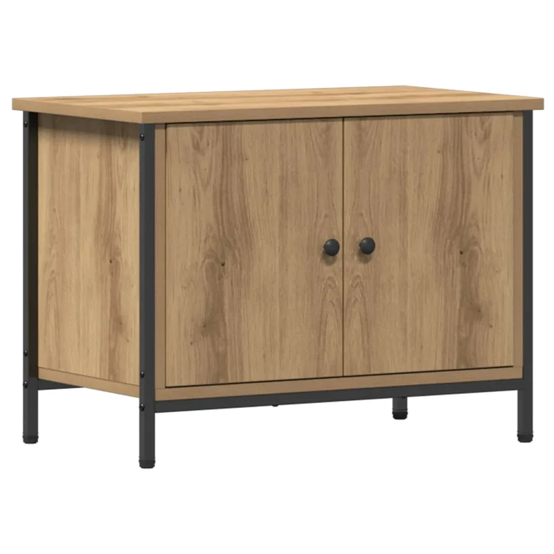 Meuble TV rectangulaire fonctionnel moderne 60 x 35 x 45 cm en bois d'ingénierie beige 02_0052434