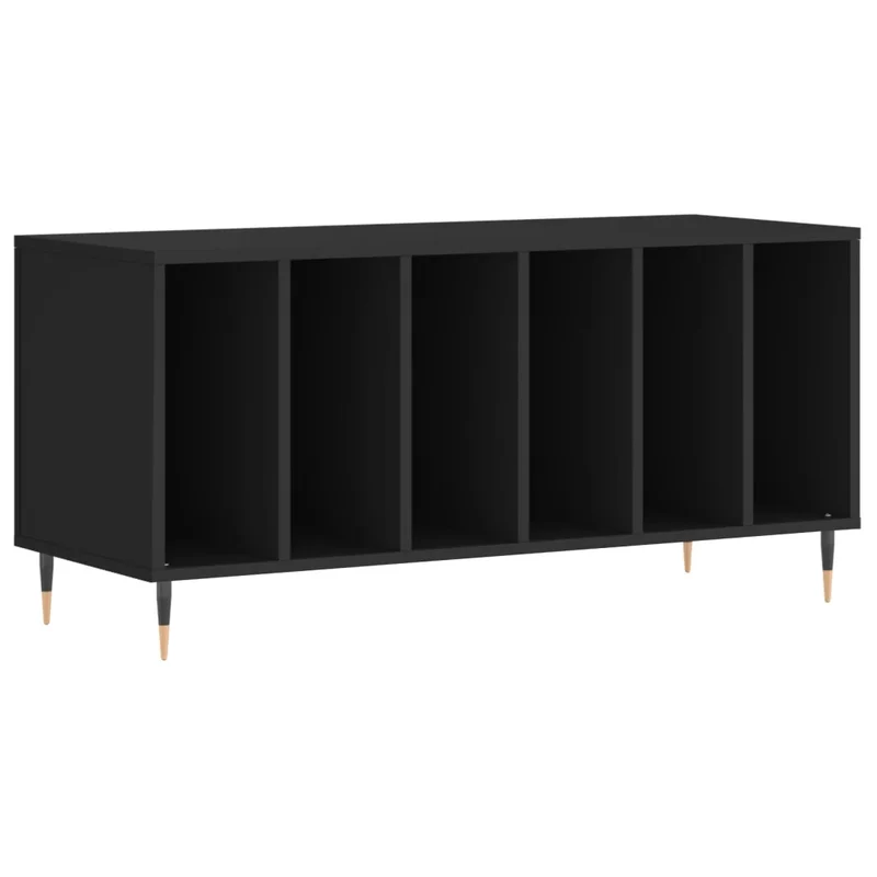 Armoire à disques pratique et classique 100 x 38 x 48 cm espace de rangement design industriel en bois noir 02_0049141