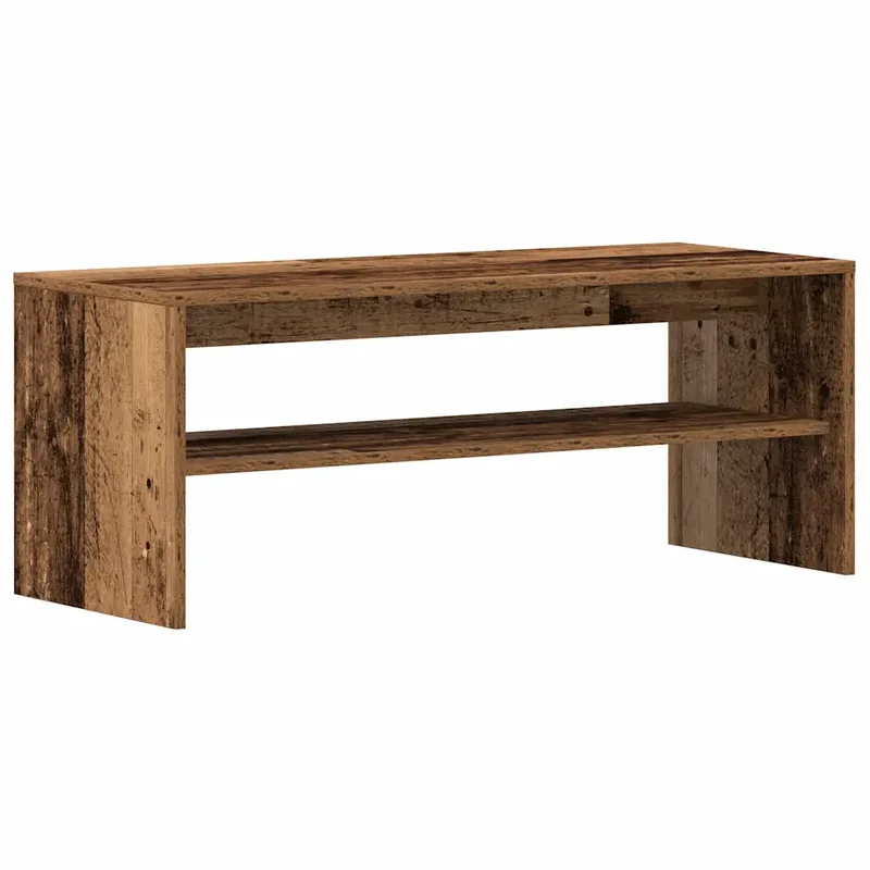 Meuble TV rangement moderne style contemporain 100 x 40 x 40 cm en bois d'ingénierie vieux bois 02_0051244