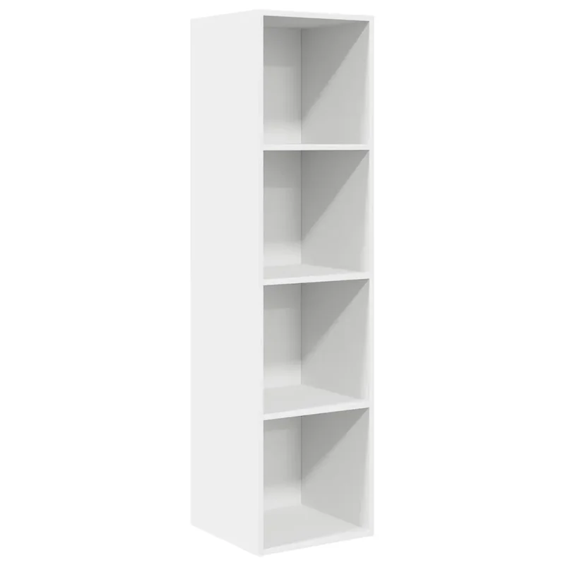 Meuble TV mural moderne rangement 37 x 37 x 142 cm usage vertical horizontal en bois d'ingénierie blanc 02_0047853