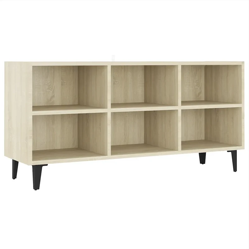 Meuble TV industriel avec 6 compartiments 103,5 x 30 x 50 cm en bois chêne sonoma 02_0047862