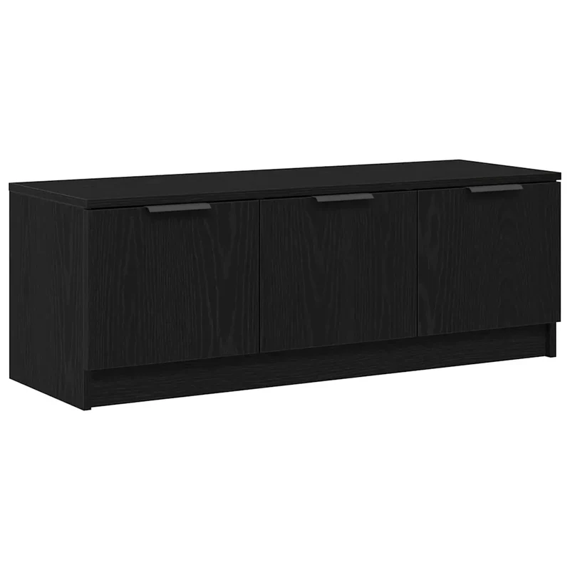 Meuble TV rectangulaire moderne avec espace de rangement 102 x 35 x 36 cm en bois d'ingénierie noir 02_0051918