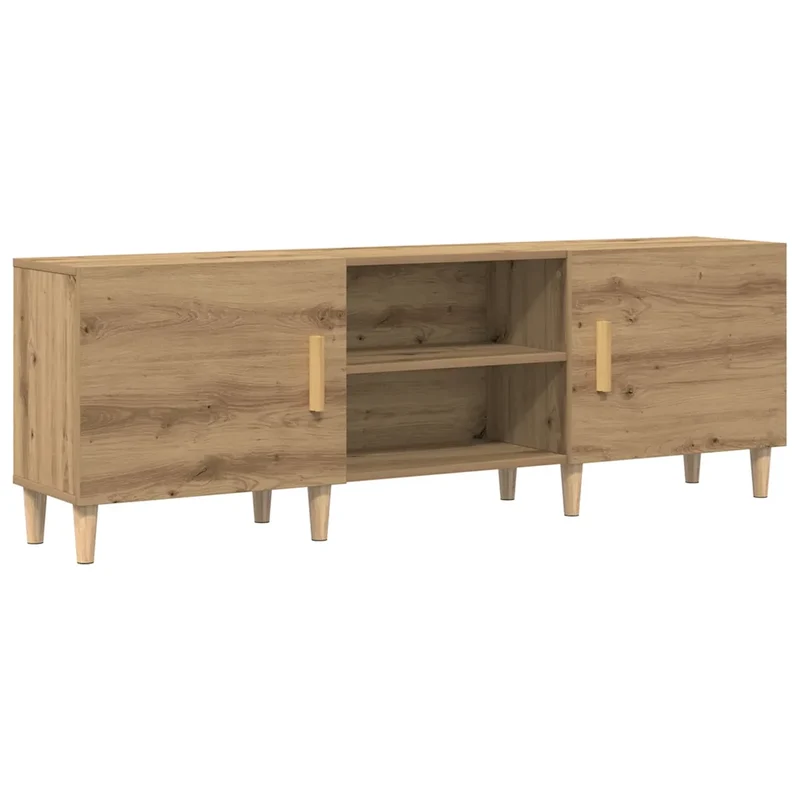Meuble TV rectangulaire moderne 150 x 30 x 50 cm avec rangement pratique style contemporain en bois chêne artisanal 02_0051923