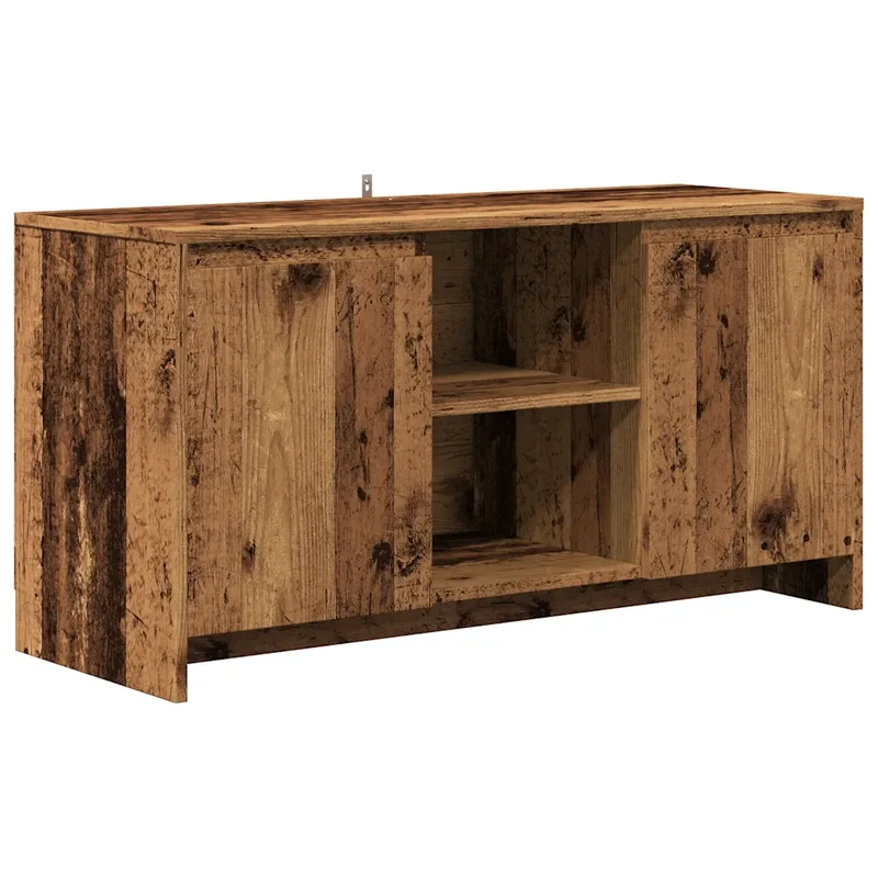 Meuble TV vintage pratique avec grand rangement 102 x 37 x 52 cm en bois d'ingénierie vieux bois 02_0050938