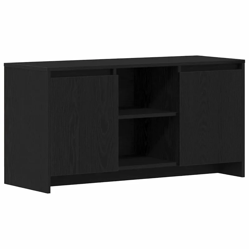 Meuble TV rectangulaire moderne minimaliste design rangement 102 x 37 x 52 cm en bois d'ingénierie noir 02_0051911