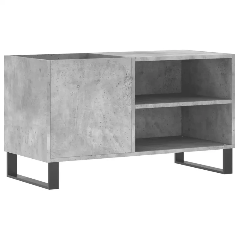 Armoire à disques carrée vintage pratique rangement 85 x 38 x 48 cm en bois d'ingénierie gris béton 02_0049119