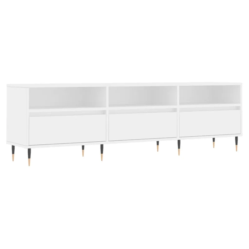 Meuble TV blanc grand espace de rangement 150 x 30 x 44 cm design moderne salon en bois blanc 02_0048971