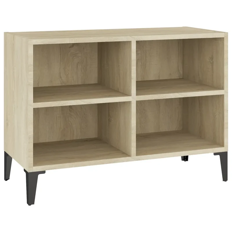 Meuble TV chêne sonoma avec 4 compartiments rangement pratique style industriel 69,5 x 30 x 50 cm en bois chêne sonoma 02_0047859