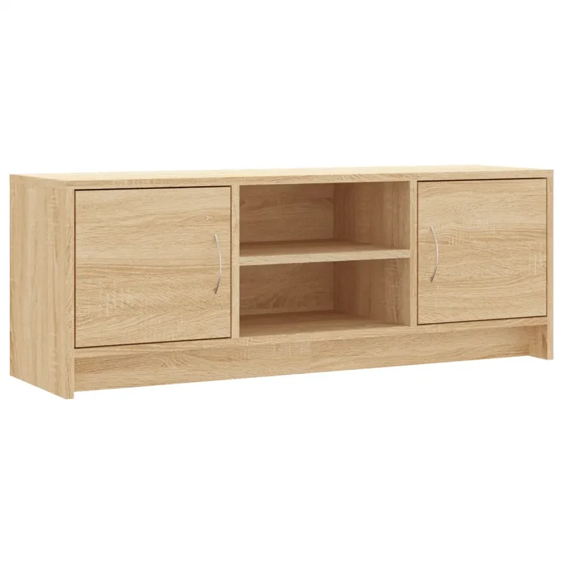 Meuble TV moderne pratique avec grand espace de rangement 102 x 30 x 37 cm en bois d'ingénierie chêne sonoma 02_0048483