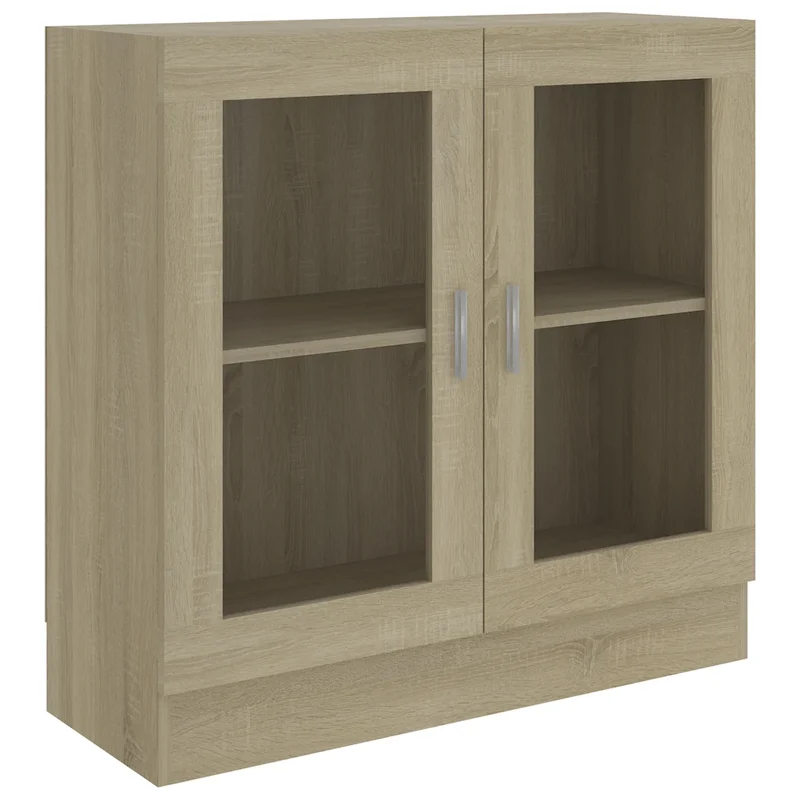 Armoire à vitrine classique épurée 82,5 x 30,5 x 80 cm espace de rangement décoratif en bois d'ingénierie chêne sonoma 02_0047749