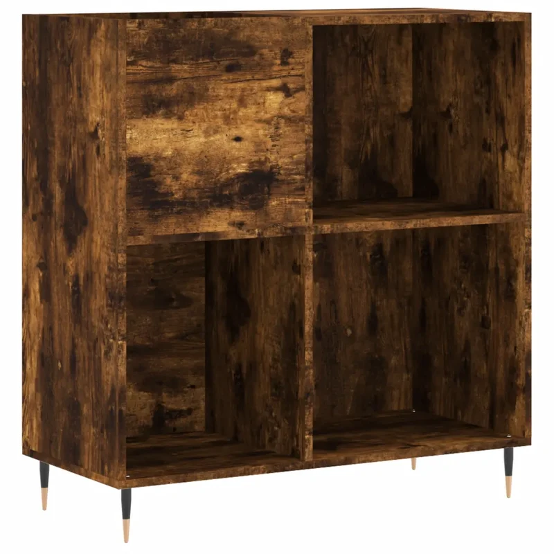 Armoire à disques classique pratique 84,5 x 38 x 89 cm robuste style industriel en bois chêne fumé 02_0049164