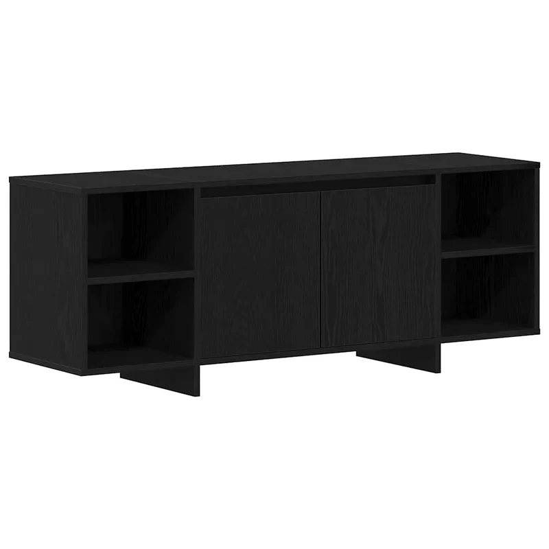 Meuble TV moderne rectangulaire rangement pratique salon 120 x 30 x 40 cm en bois d'ingénierie chêne noir 02_0051913
