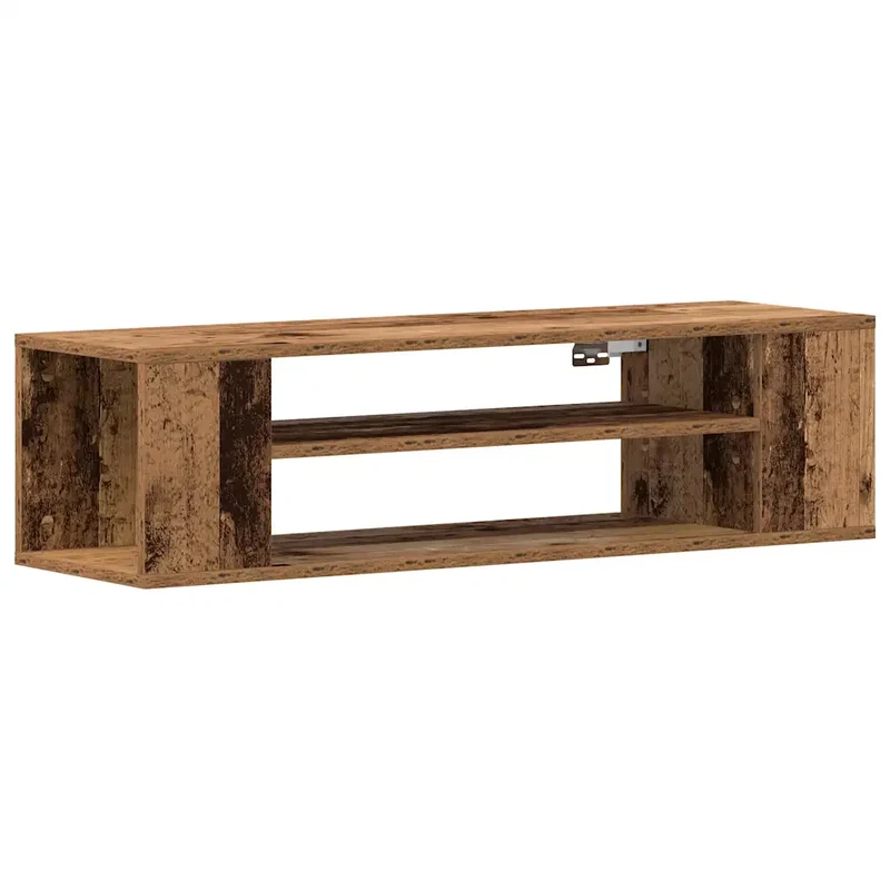 Meuble TV rectangulaire moderne avec étagères solution de rangement 100 x 30 x 26 cm en bois ancien 02_0051900
