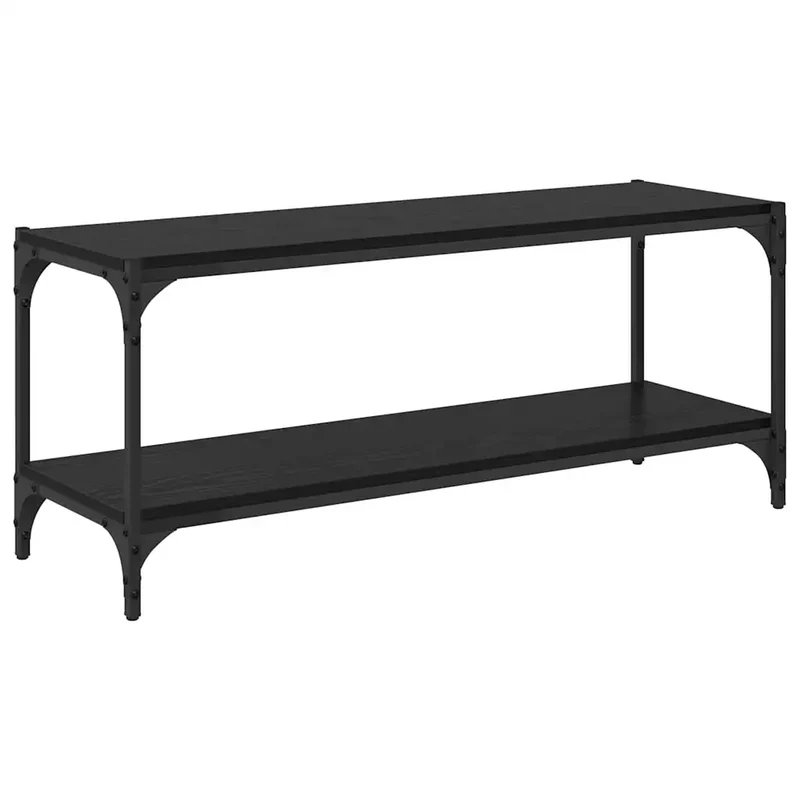 Meuble TV rectangulaire style rustique grand espace de stockage 100 x 33 x 41 cm en bois noir 02_0052701