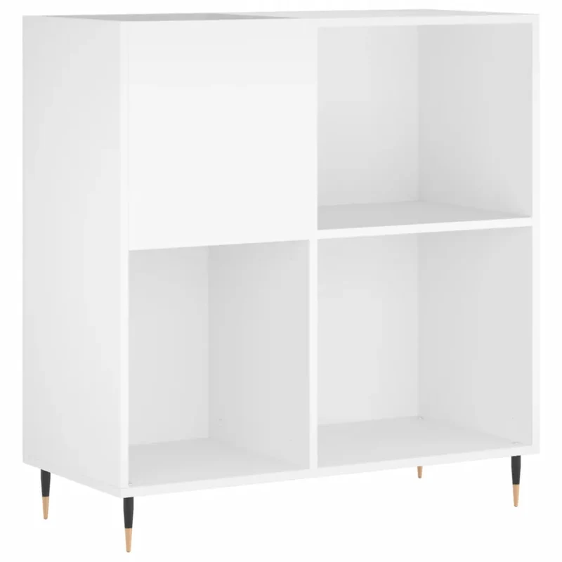 Armoire à disques classique spacieuse 84,5 x 38 x 89 cm meuble robuste style industriel en bois blanc 02_0049159