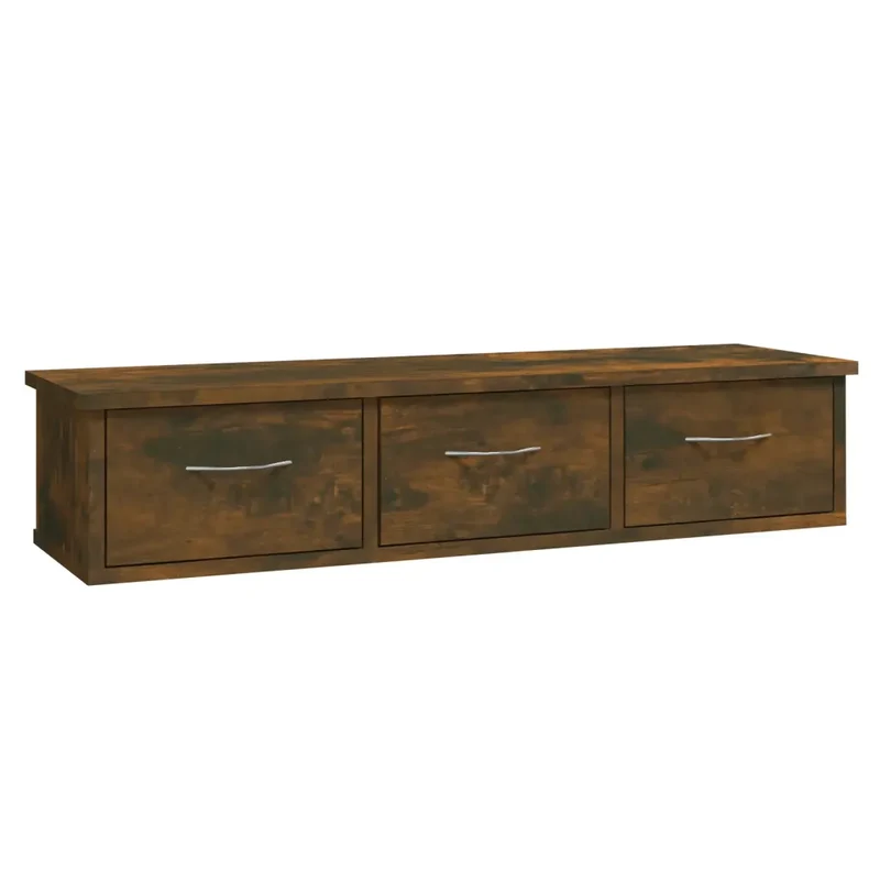 Armoire murale pratique moderne 88 x 26 x 18 cm avec 3 tiroirs décorative en bois d'ingénierie chêne fumé 02_0048129