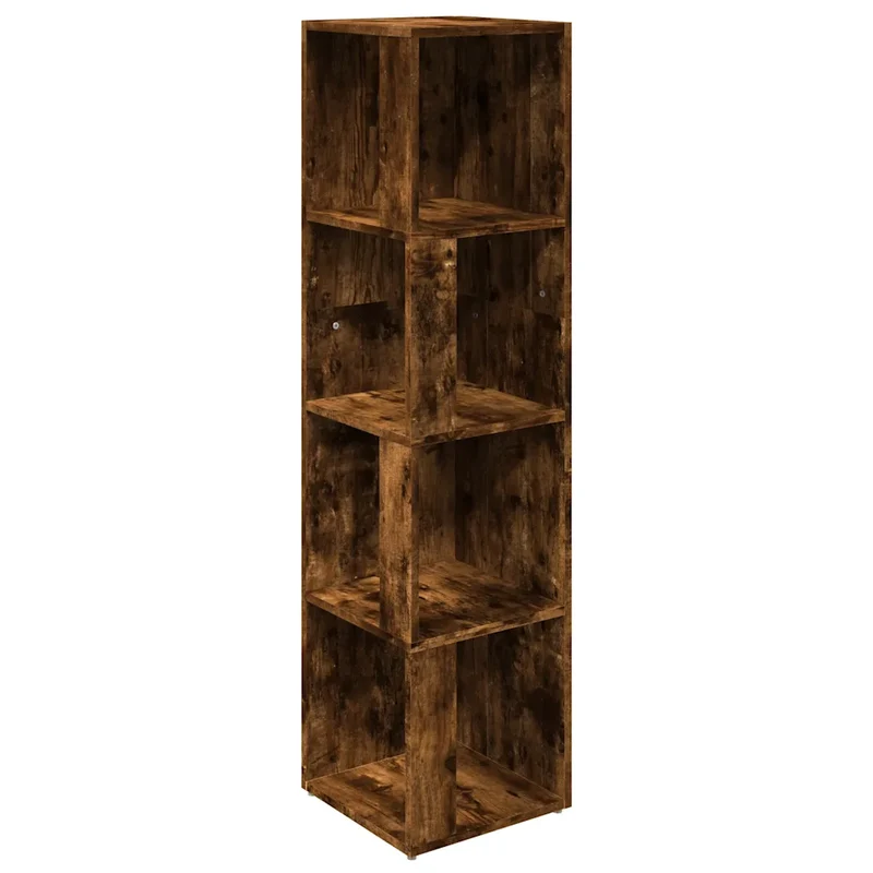 Armoire d'angle moderne rangement compacte 33 x 33 x 132 cm en bois d'ingénierie chêne fumé 02_0048262