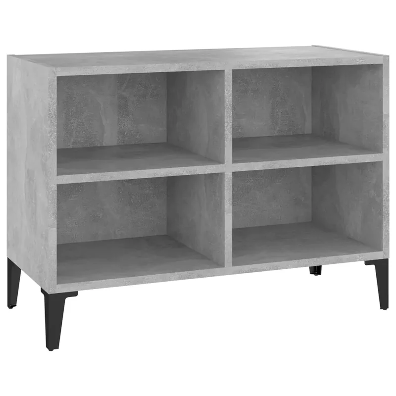 Meuble TV industriel avec quatre pieds en métal 69,5 x 30 x 50 cm rangement organisé en bois gris béton 02_0047860
