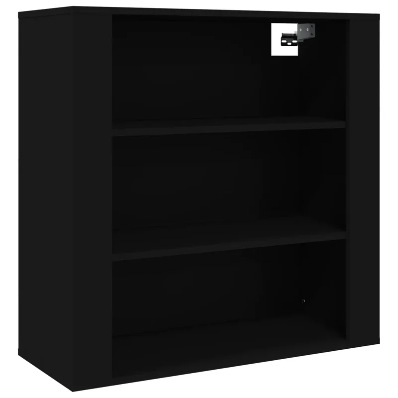 Armoire murale pratique et décorative 80 x 33 x 80 cm avec rangement spacieux style contemporain en bois d'ingénierie noir 02_0048282