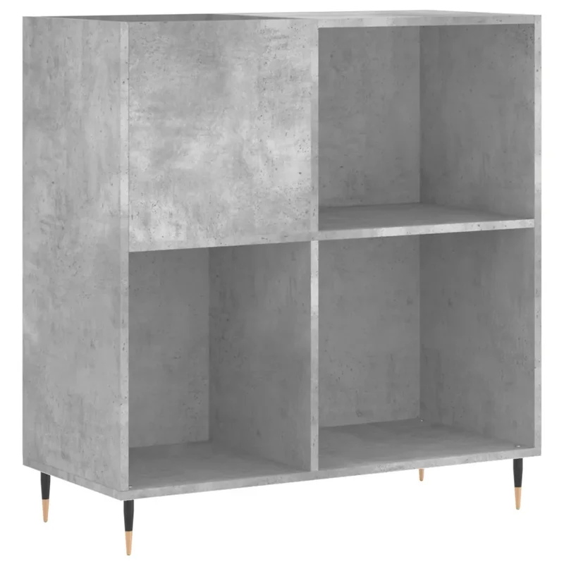 Armoire à disques pratique design industriel meuble rangement salon 84 x 38 x 89 cm en bois gris béton 02_0049163