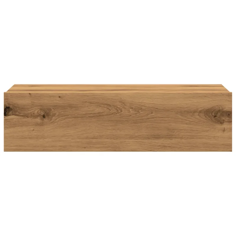 Lot de 2 meubles TV muraux avec éclairage LED 60 x 35 x 15,5 cm gain de place moderne en bois d'ingénierie chêne artisanal 02_0050857