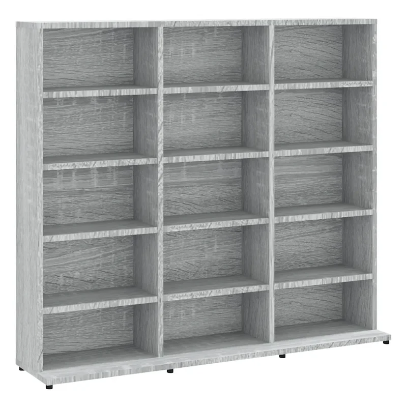 Armoire à CD multifonctionnelle rangement salon bureau 100 x 23 x 89,5 cm en bois d'ingénierie gris 02_0048171