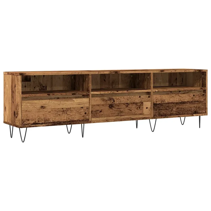 Meuble TV vieux bois rectangulaire pratique rangement 150 x 30 x 44 cm en bois d'ingénierie marron 02_0051068