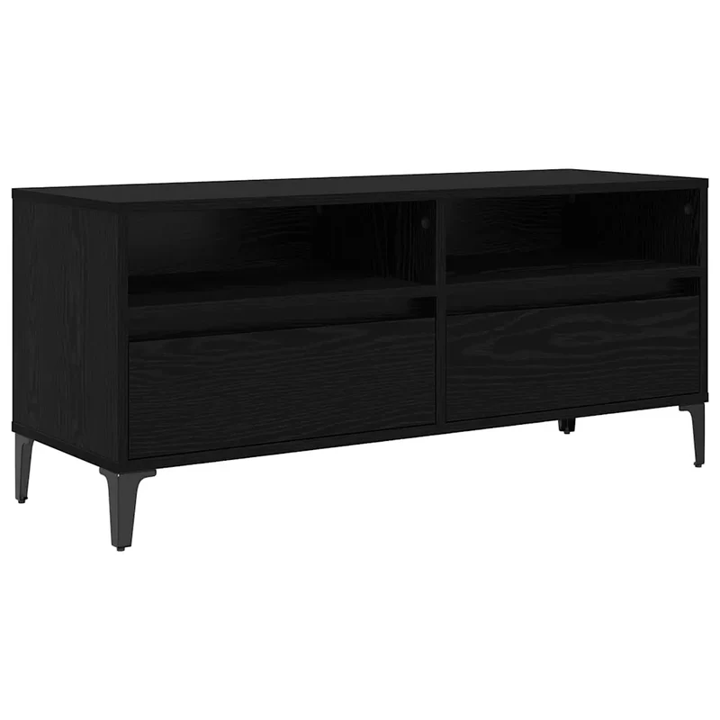 Meuble TV avec tiroir rustique 100 x 34,5 x 44,5 cm rangement pratique style scandinave en bois noir 02_0052741