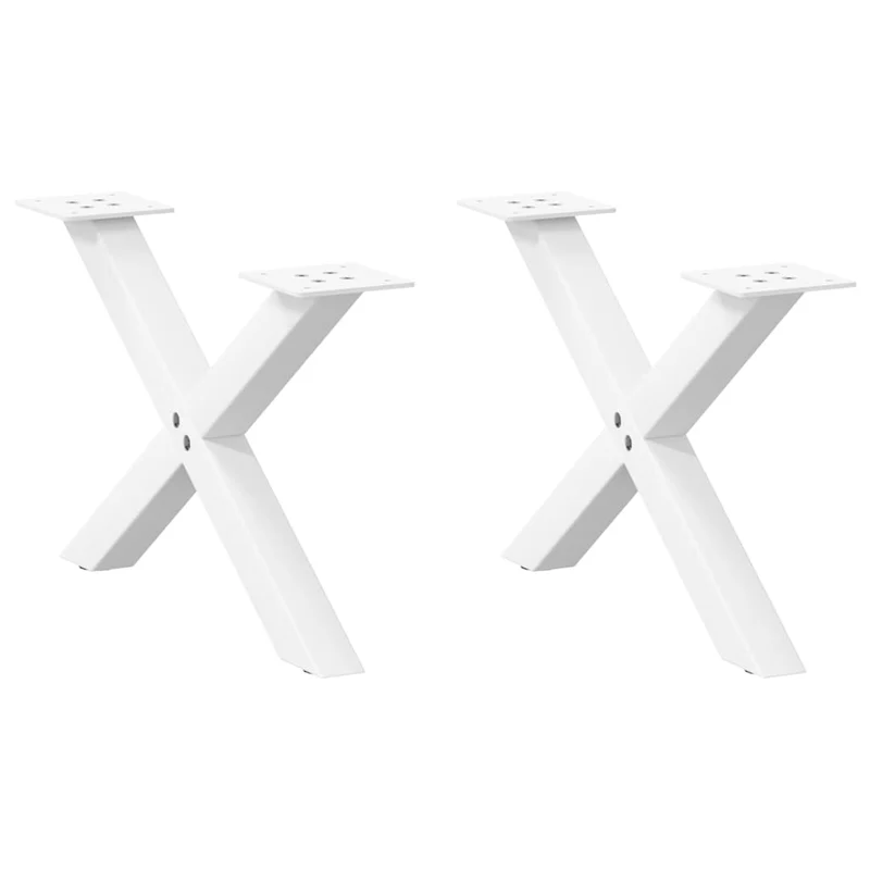 Lot de 2 pieds de table basse en forme de X 60 x 30 cm robustes avec niveleurs réglables en acier blanc 02_0057156