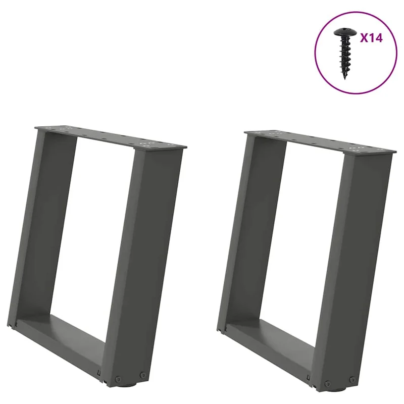 Lot de 2 pieds de table basse réglables en U 50 x 43 cm design moderne ambiance épurée en acier anthracite 02_0057050