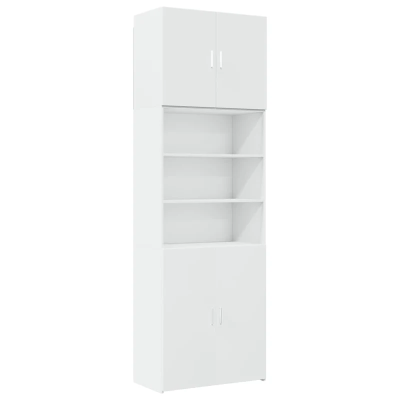 Buffet bahut commode armoire meuble de rangement organisateur cuisine salle de séjour salon haut 80 x 42,5 x 249 cm bois d'ingénierie blanc 02_0032777