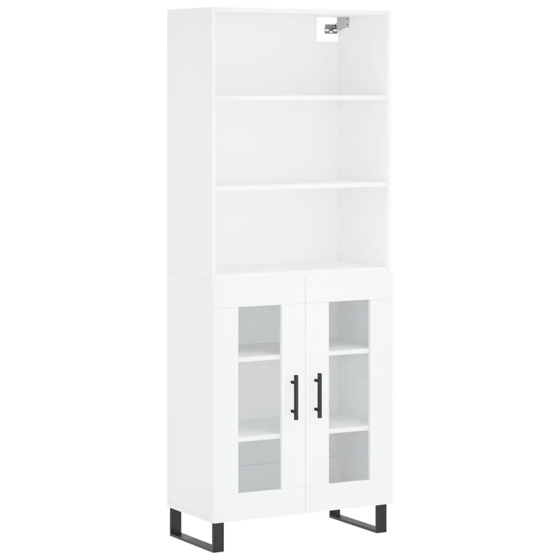 Buffet bahut commode armoire meuble de rangement organisateur cuisine salle de séjour salon haut 69,5 x 34 x 180 cm bois d'ingénierie blanc 02_0032543