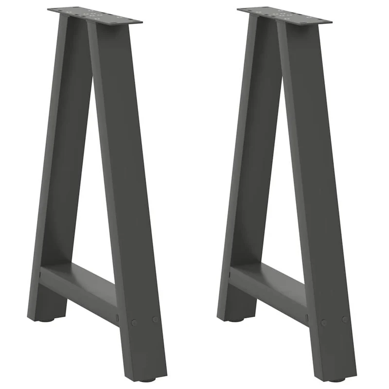 Lot de 2 pieds de table à manger en A 50 x 72-73 cm avec niveleurs réglables design moderne en acier anthracite 02_0057124
