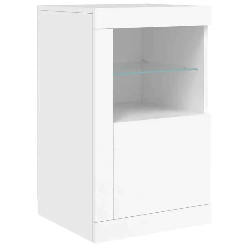 Armoire latérale design contemporain avec éclairage LED 41 x 37 x 67 cm en bois d'ingénierie blanc 02_0049363