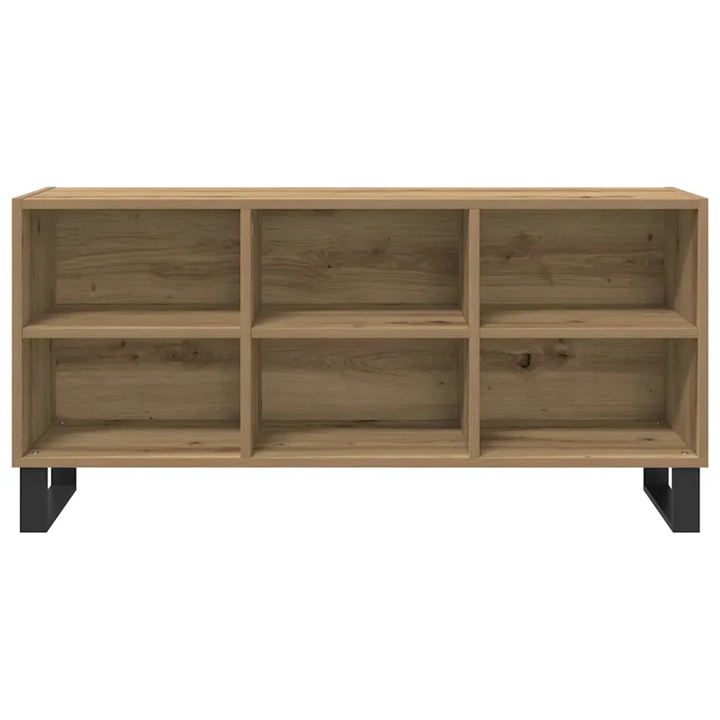 Meuble TV moderne à rangement fonctionnel 103,5 x 30 x 50 cm en bois d'ingénierie chêne artisanal 02_0052758
