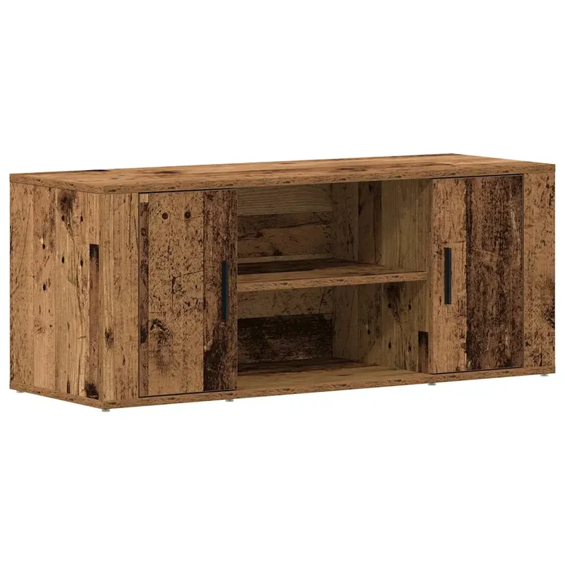 Meuble TV rectangle moderne avec étagères fonctionnelles salon 100 x 35 x 40 cm en bois ancien 02_0051811