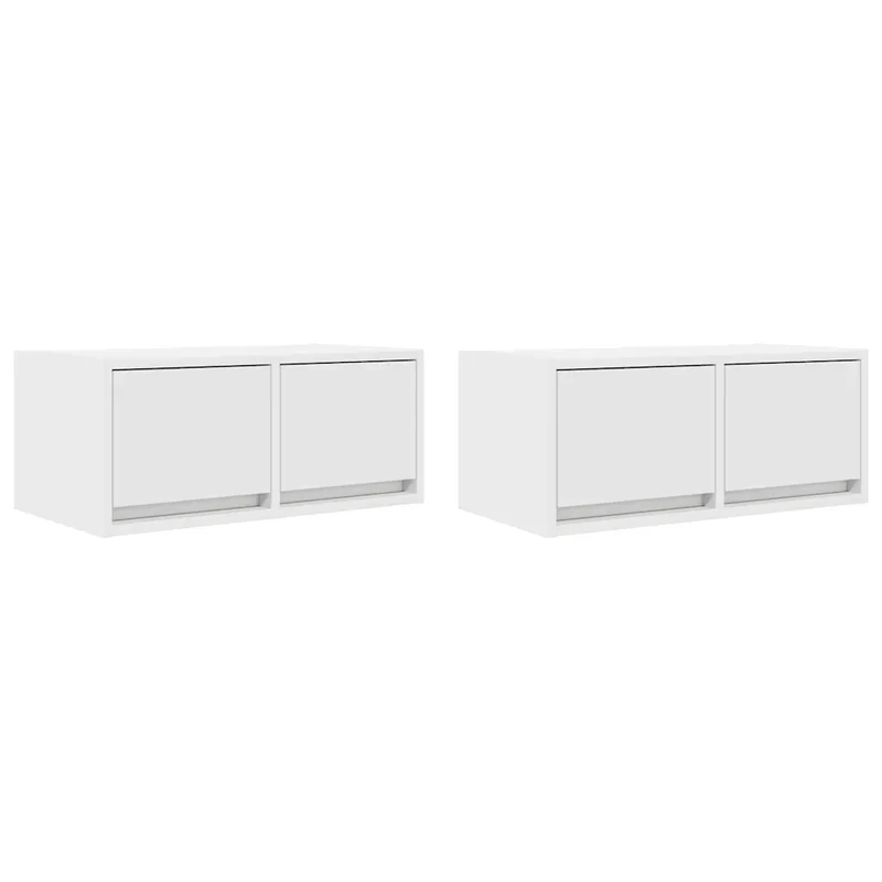 Lot de 2 meubles TV muraux peu encombrants 60 x 31 x 25 cm design pratique blanc en bois d'ingénierie 02_0051672