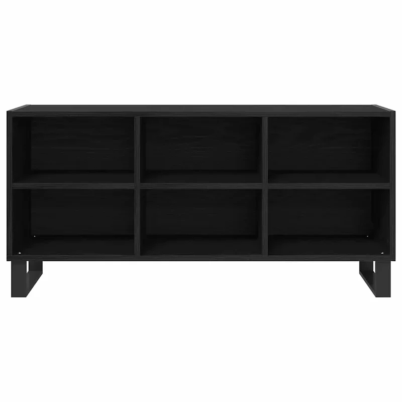 Meuble TV moderne avec rangement 103,5 x 30 x 50 cm finition épurée en bois d'ingénierie chêne noir 02_0052759