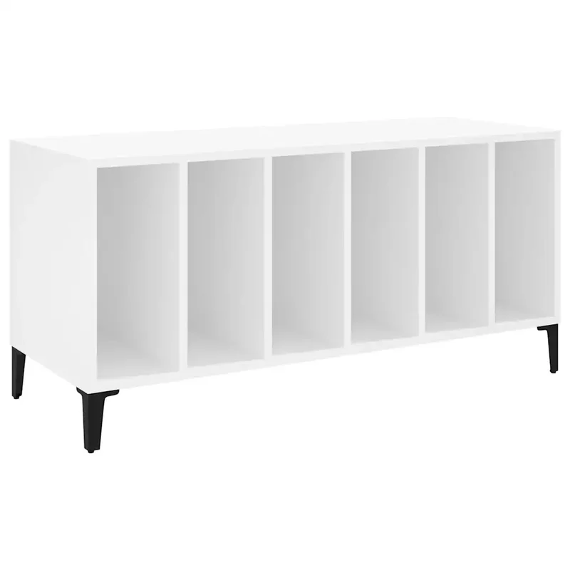 Armoire à disques pratique et classique 100 x 38 x 48 cm style industriel en bois blanc 02_0049222