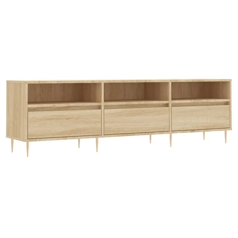 Meuble TV moderne avec grand espace de rangement 150 x 30 x 44 cm en bois d'ingénierie chêne sonoma 02_0048976